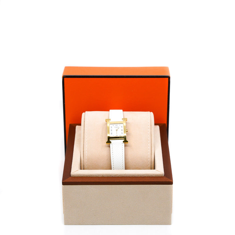 Heure H watch, Small model, 25 mm in ghw white epsom band #3610164 rrp 5100 - L'UXE LINK