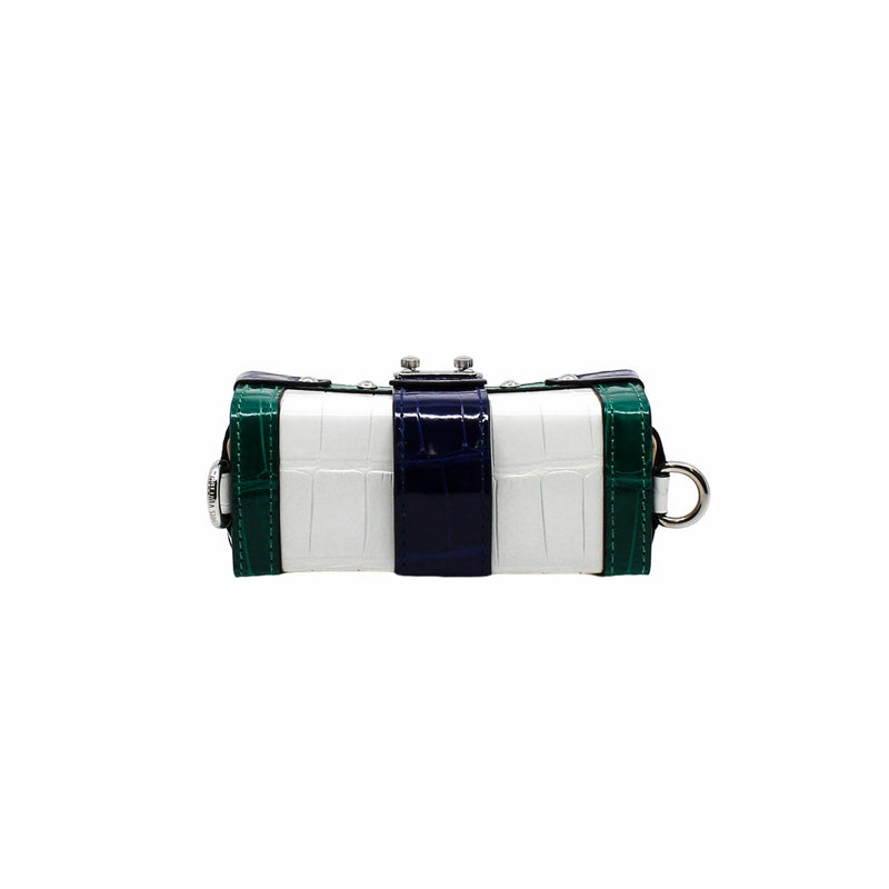ESSENTIAL TRUNK with chain white blue green crocodile phw rrp 55000hk dollar - L'UXE LINK