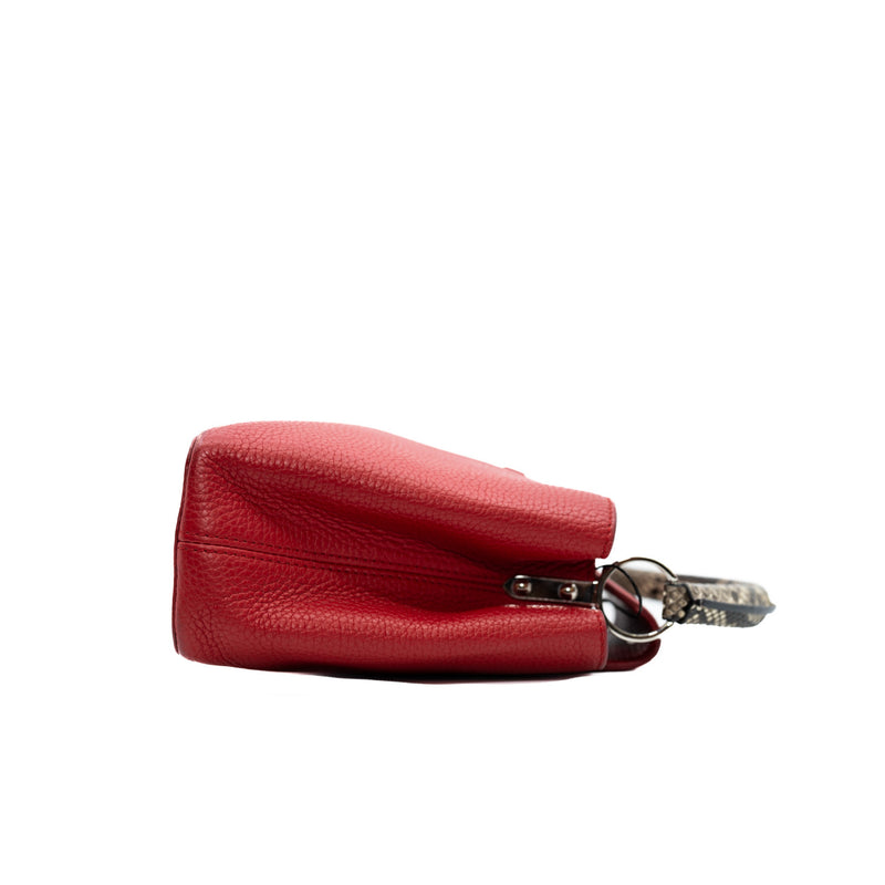 capucines bb with snake handle in leather red - L'UXE LINK