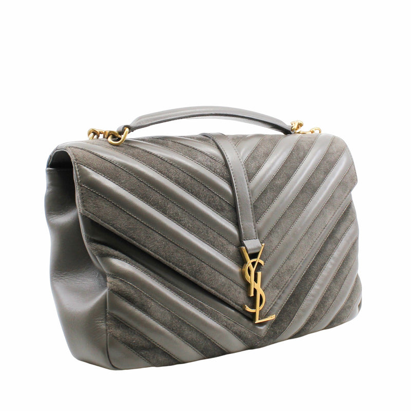 college Bag GM  leather mix suede  gray ghw
