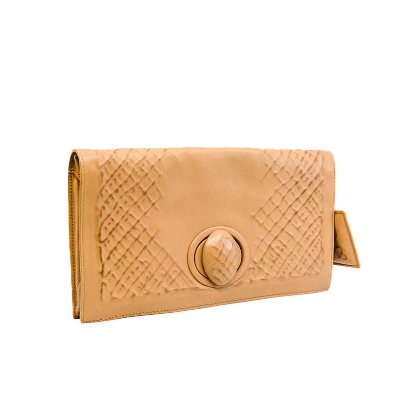 beige flap clutch