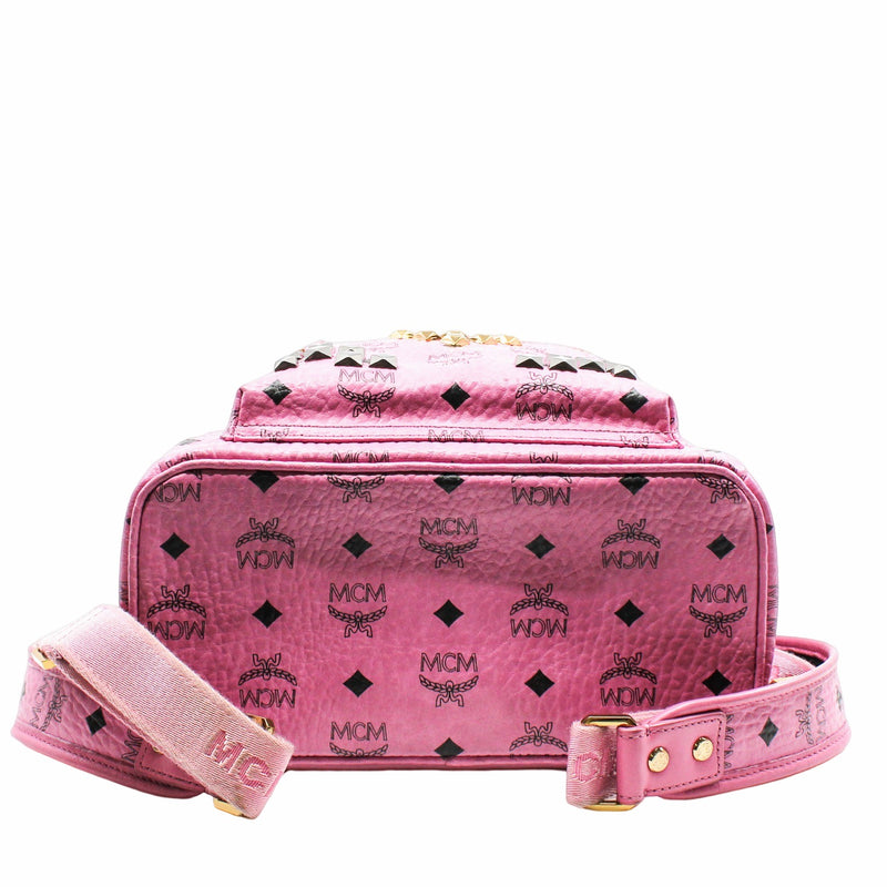 METALLIC VISETOS STUDDED SMALL DUAL STARK BACKPACKL PINK  GHW - L'UXE LINK