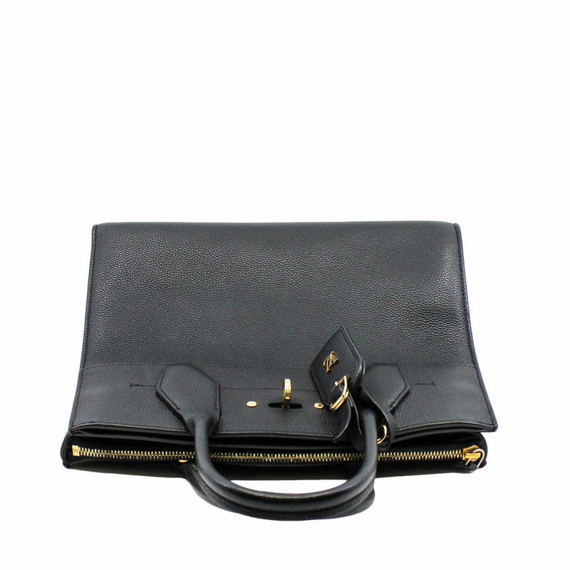 City Steamer Handbag Leather medium black  GHW - L'UXE LINK