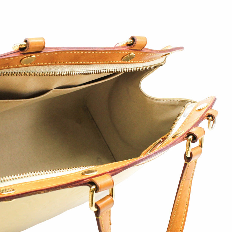 BREA HANDBAG MONOGRAM VERNIS MM milky White PATENT GHW - L'UXE LINK