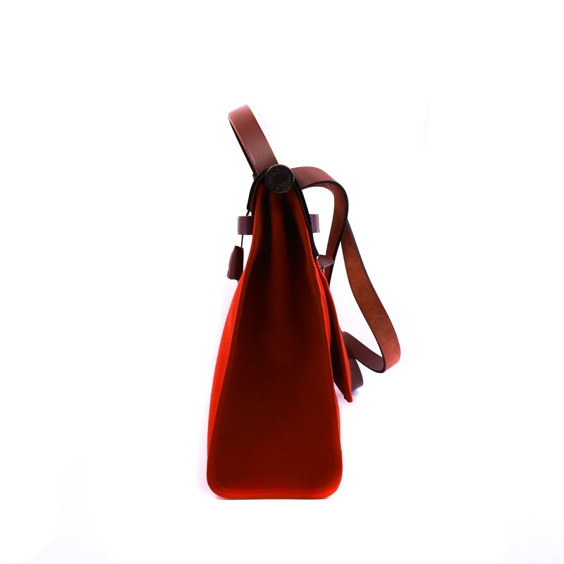 herbag zip 31 in fabric capucine/rouge H phw Y stamp