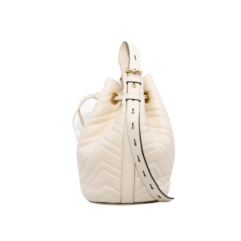 marmont tote in leather white ghw
