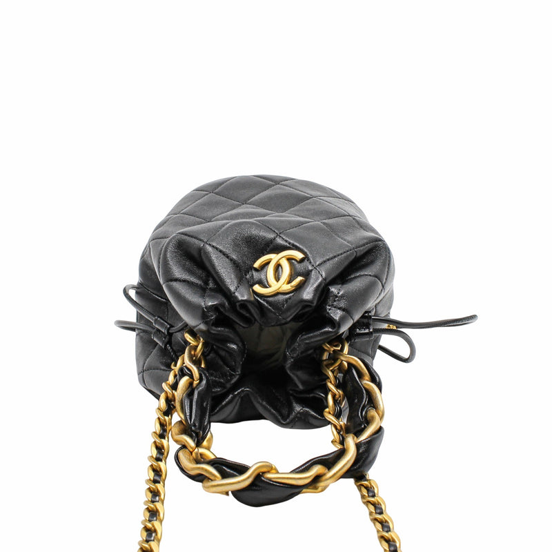 bucket bag with chain handle black ghw seri 30 - L'UXE LINK