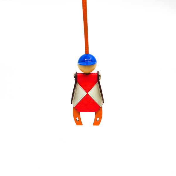 Jockey bag charm in craie/red/gold - L'UXE LINK