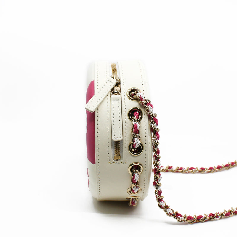 life ring bag white mix pink cc logo lambskin mix transparency pvc light ghw seri 26 - L'UXE LINK