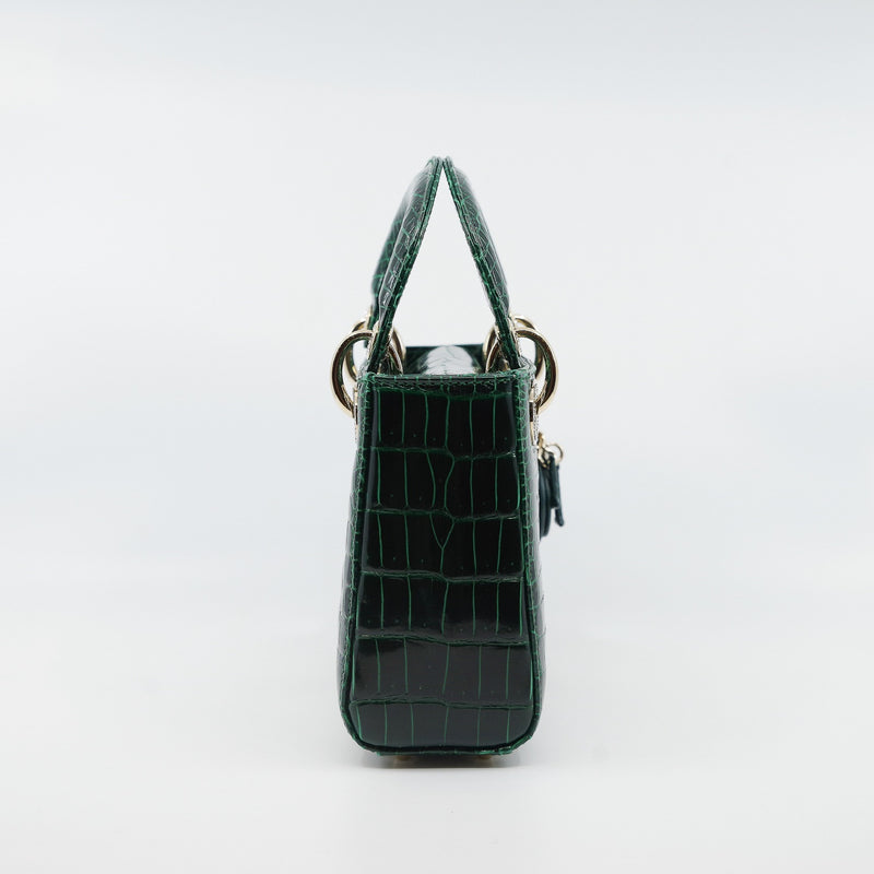mini lady aligator green phw with crystal - L'UXE LINK