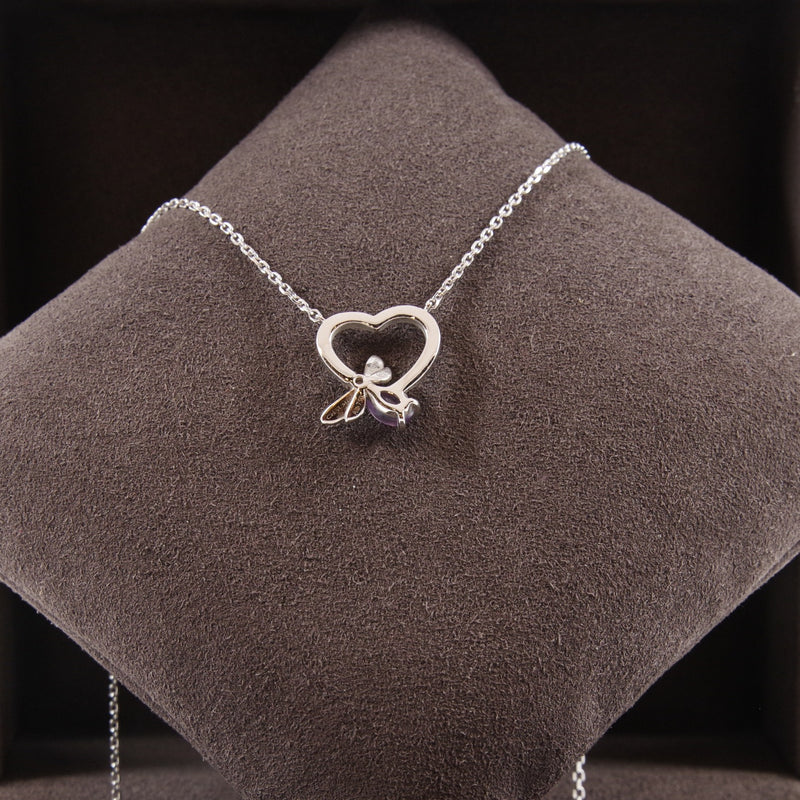 18k wg diamond with purple bee necklace
