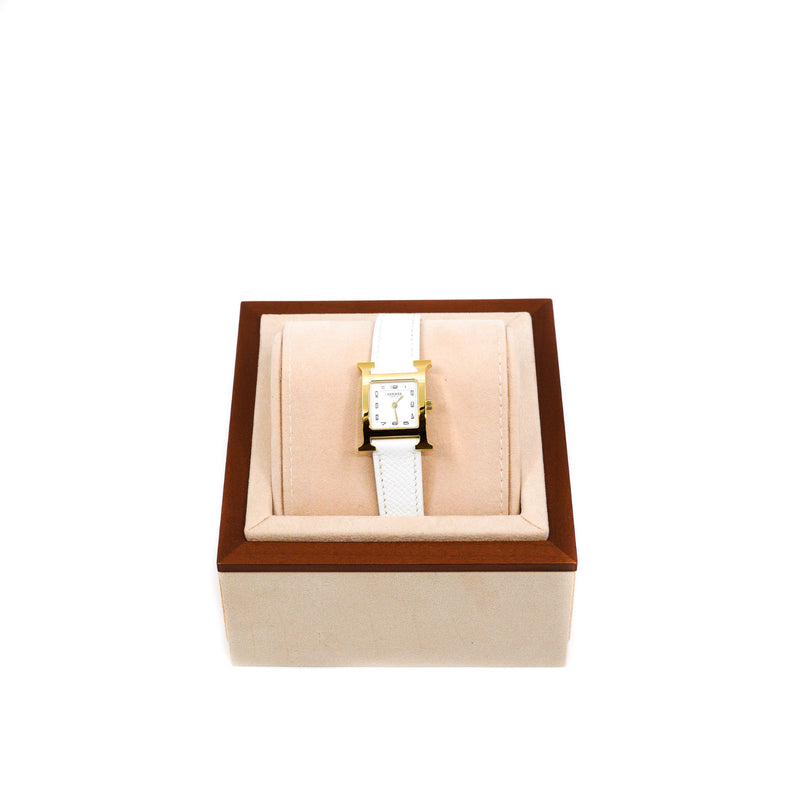 Heure H watch, Small model, 25 mm in ghw white epsom band #3610164 rrp 5100 - L'UXE LINK