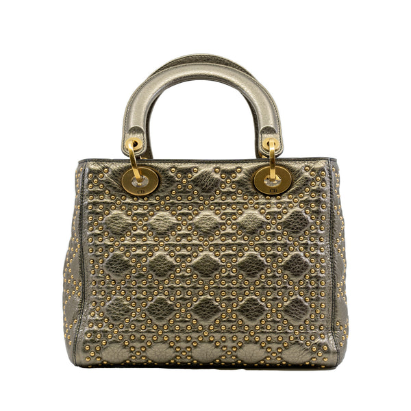 lady dior medium gold with studs