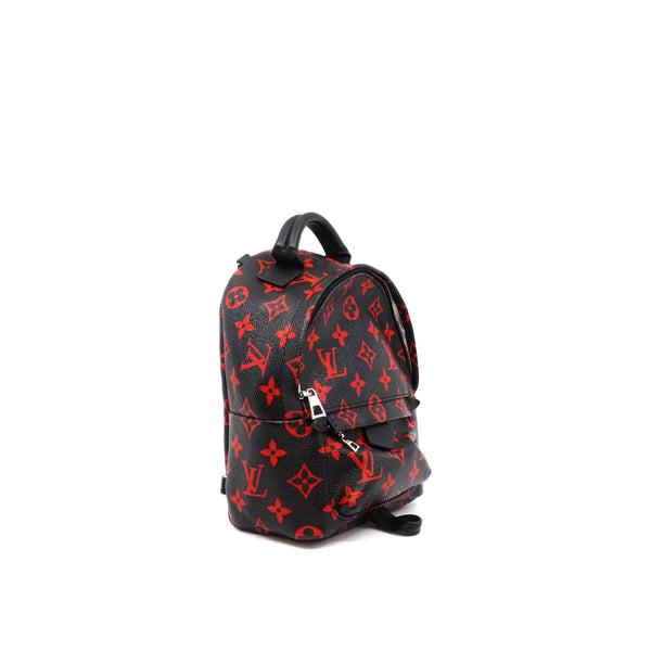 Louis Vuitton Palm Springs leather backpack black and red monogram