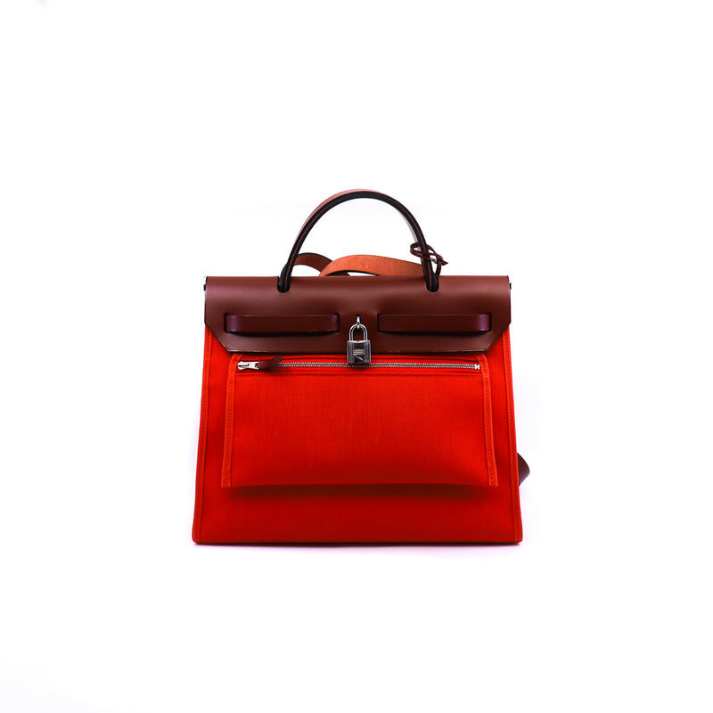 herbag zip 31 in fabric capucine/rouge H phw Y stamp - L'UXE LINK