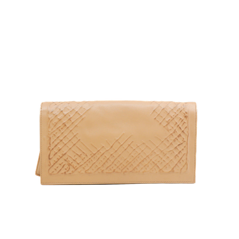 beige flap clutch