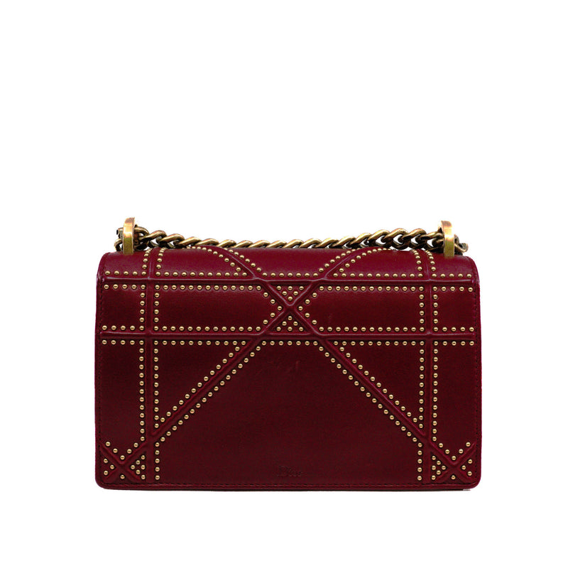 small ama with studs in lambskin red ghw 2018 - L'UXE LINK