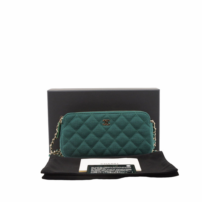 cf zip chain bag mini fabric green  seri28