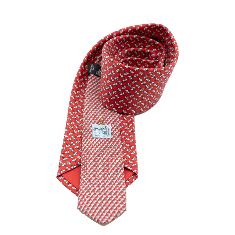 men tie with bee patent in red color - L'UXE LINK