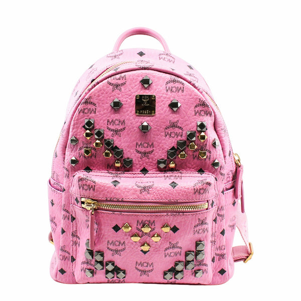 METALLIC VISETOS STUDDED SMALL DUAL STARK BACKPACKL PINK  GHW - L'UXE LINK