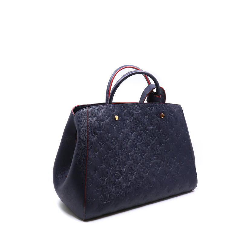montaigne navy tote gm leather