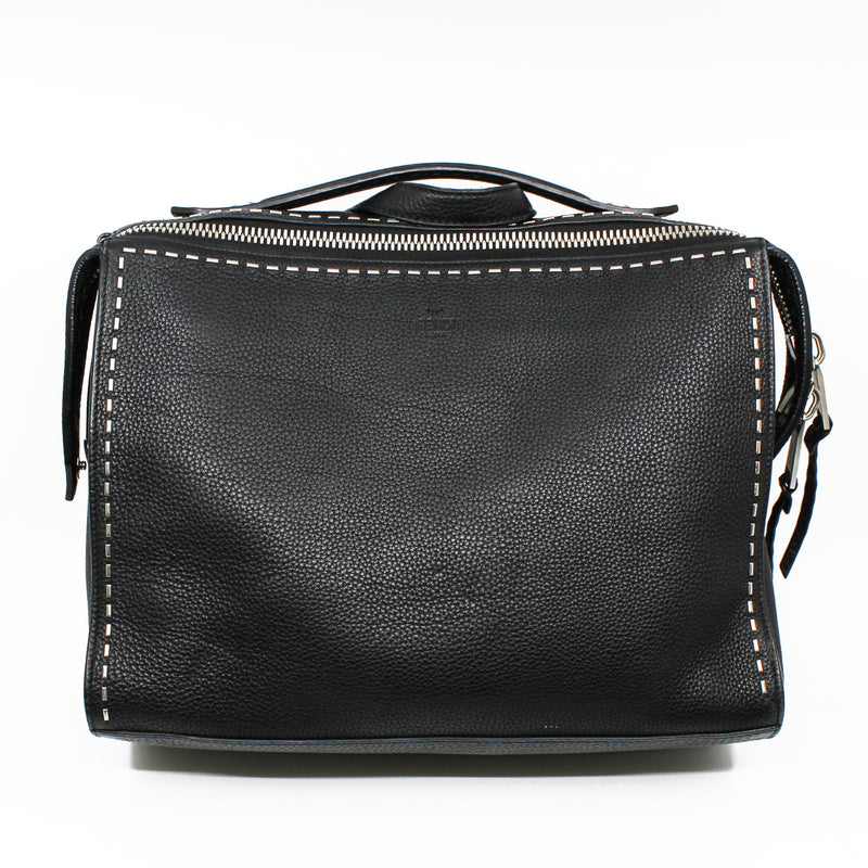 men large top handle bag in leather gray - L'UXE LINK