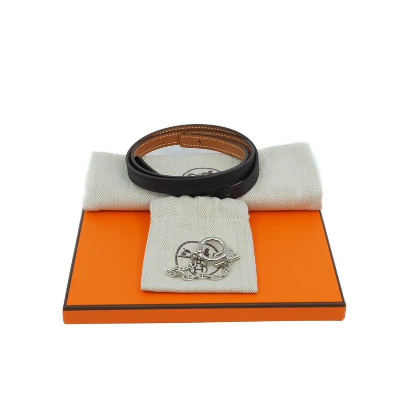 13mm Carrousel belt buckle & Reversible leather strap  in epsom black/gold phw - L'UXE LINK