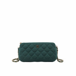 cf zip chain bag mini fabric green  seri28