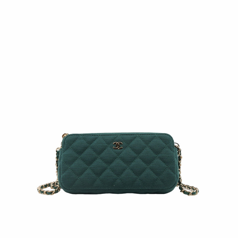 cf zip chain bag mini fabric green  seri28