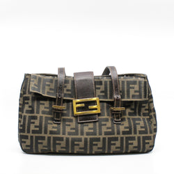 Mamma Baguette  Shoulder Bag Fabric  Brown GHW - L'UXE LINK