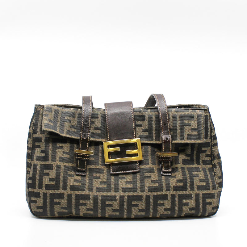 Mamma Baguette  Shoulder Bag Fabric  Brown GHW - L'UXE LINK
