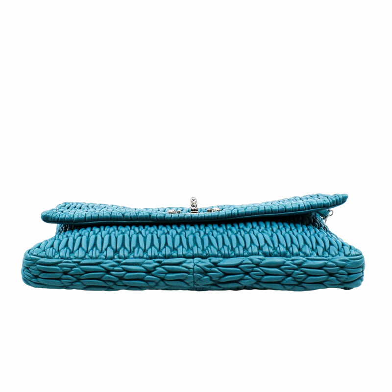 Crystal Clutch Large Matelasse Leather  blue phw - L'UXE LINK