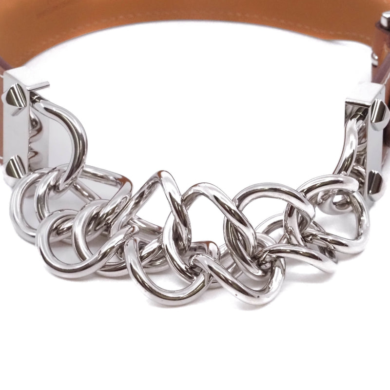 brown chain with leather wide bracelet rrp2105 - L'UXE LINK
