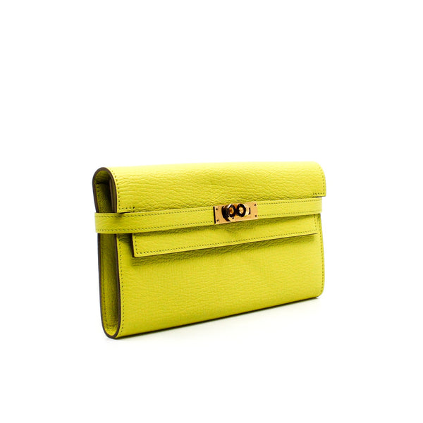 kelly long wallet goat 9r yellow ghw