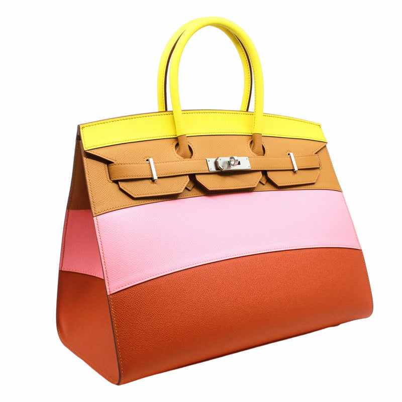 birkin 35 SILLIER espom AA line rainbow in lime/sesame/confetti/terre bat Y STAMP  PHW - L'UXE LINK