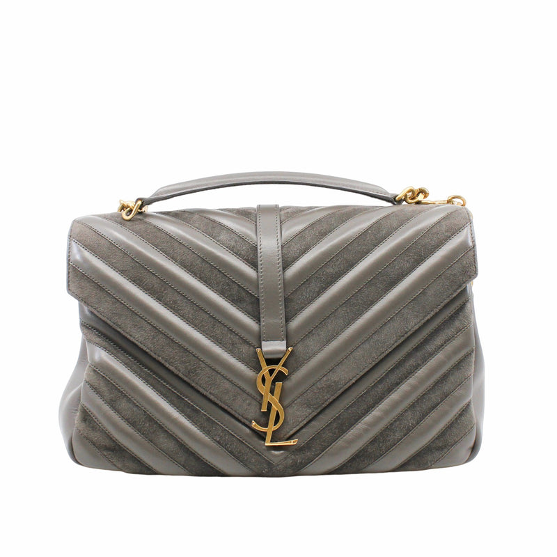 college Bag GM  leather mix suede  gray ghw
