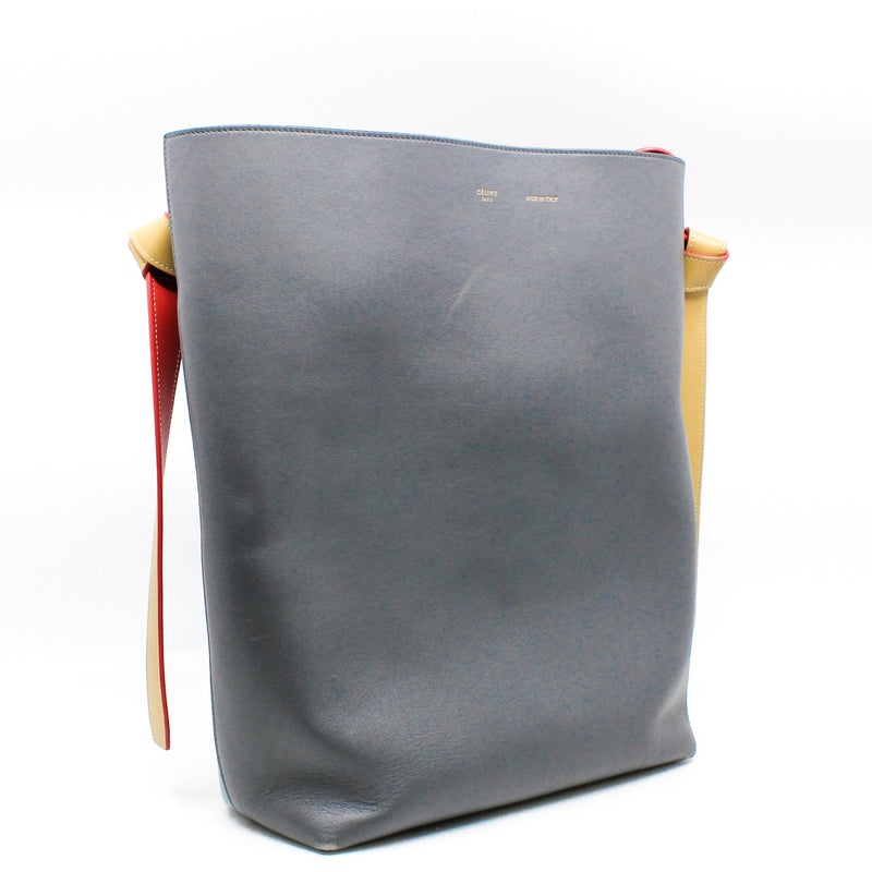 TWISTED  tote leather blue beige orange - L'UXE LINK