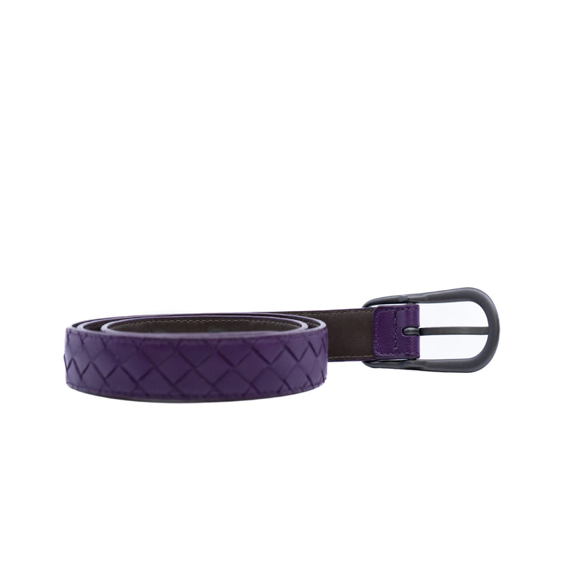 lady classic belt in leather purple ruthenium hw #80 - L'UXE LINK