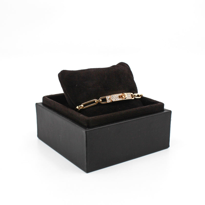 kelly chain bracelet 18k half diamonds - L'UXE LINK