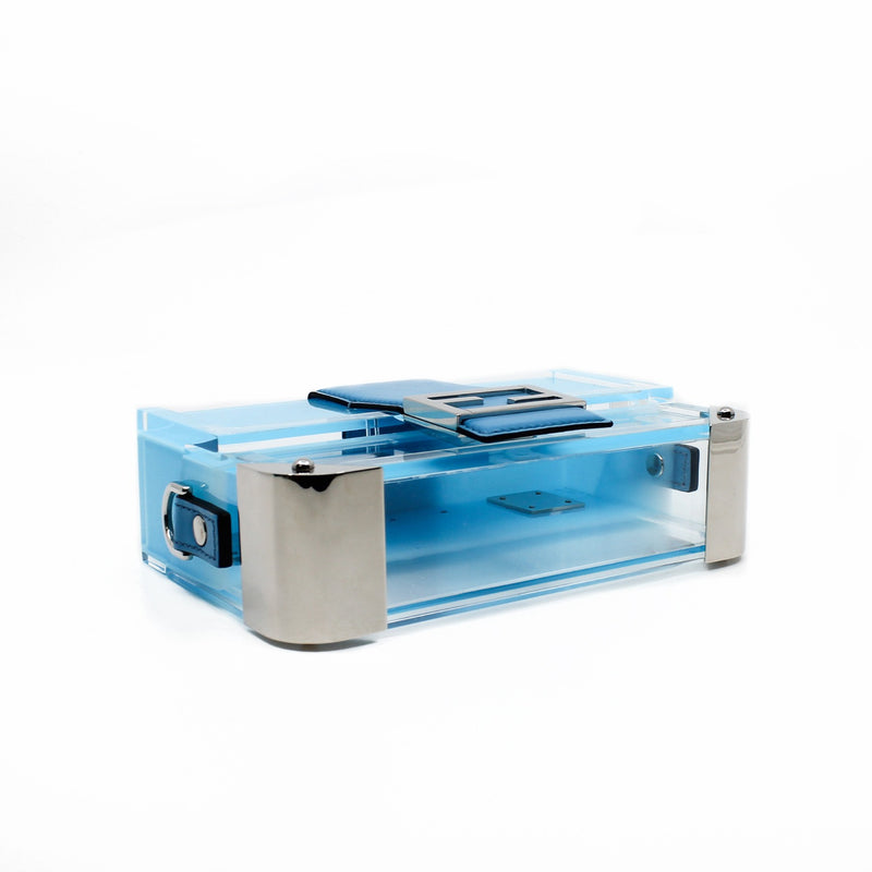 mini baguette trunk with strap blue phw rrp 6900