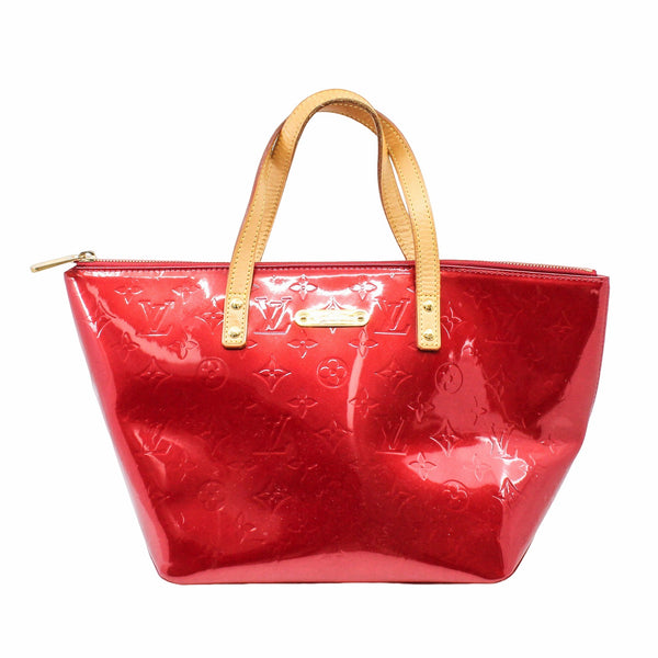 Bellevue Handbag Monogram Vernis Petent Leather  In Red - L'UXE LINK