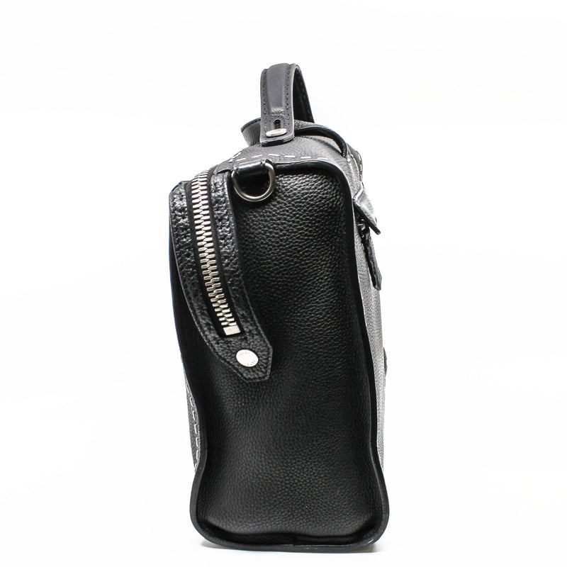 men large top handle bag in leather gray - L'UXE LINK