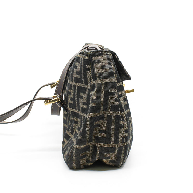 Mamma Baguette  Shoulder Bag Fabric  Brown GHW - L'UXE LINK