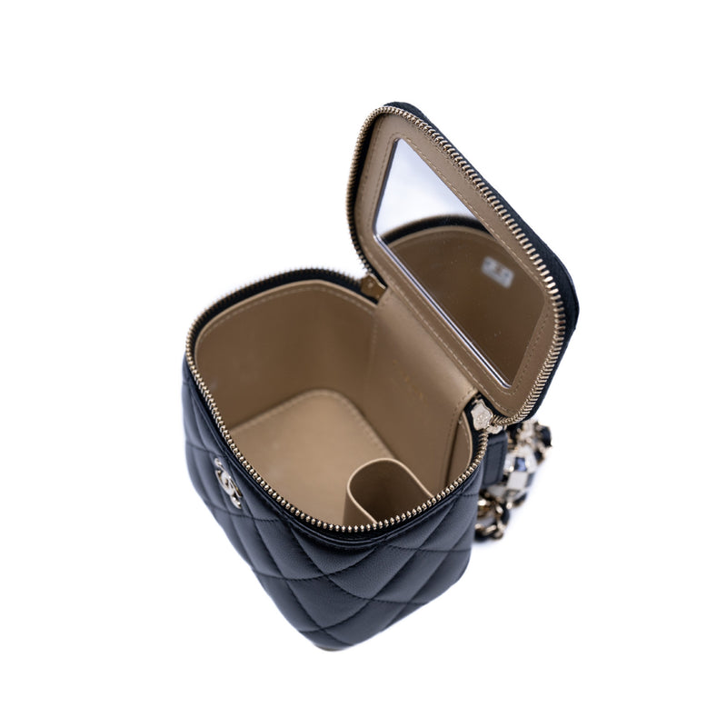 vanity case mini black lambskin with crush black and white