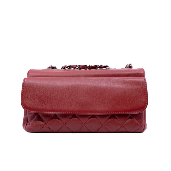 flap bag caviar leather small size red seri24