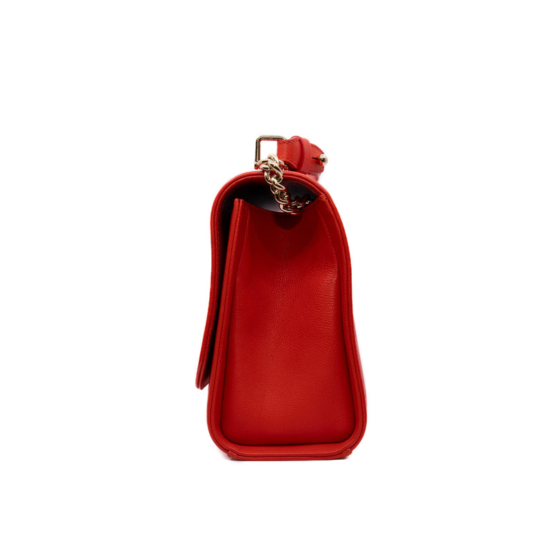 medium top handle click Label Shoulder Bag in calfskin orangered light ghw seri 23