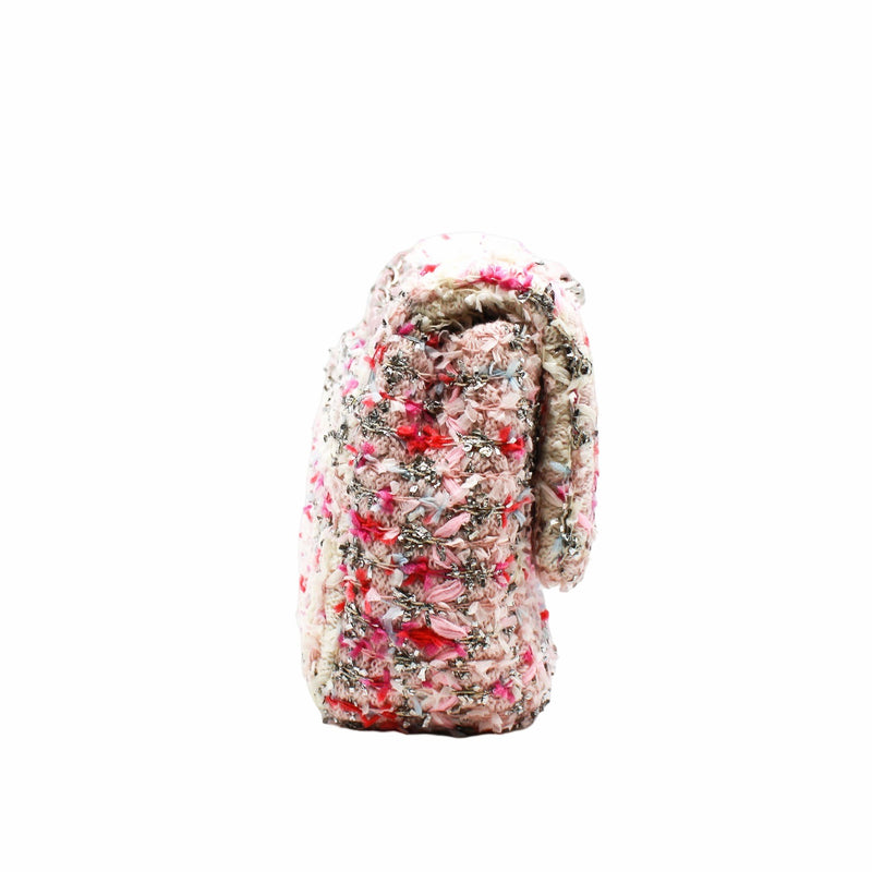 flap bag medium with knitted in cotton  multi pink phw seri 26 - L'UXE LINK
