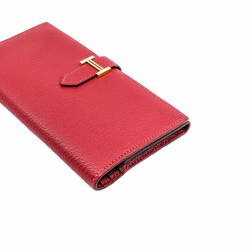 bearn long wallet red  double flap ghw R stamp