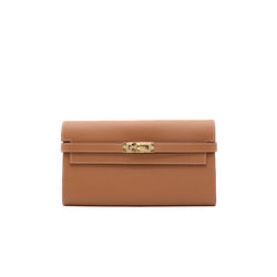 kelly long wallet in espom gold ghw D stamp - L'UXE LINK