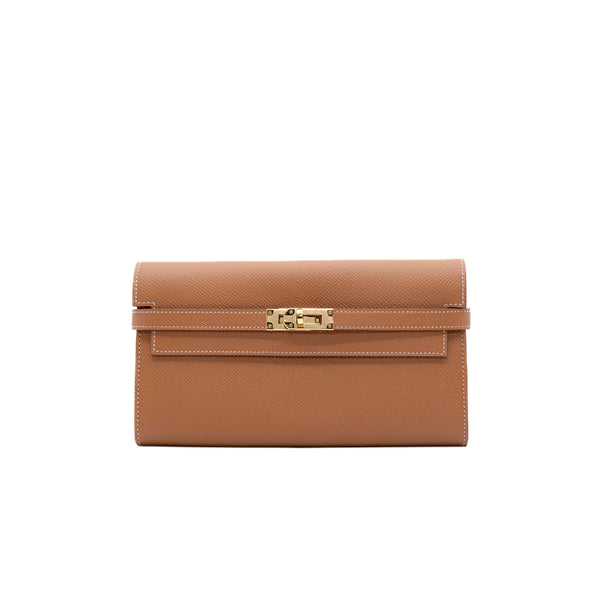 kelly long wallet in espom gold ghw D stamp - L'UXE LINK